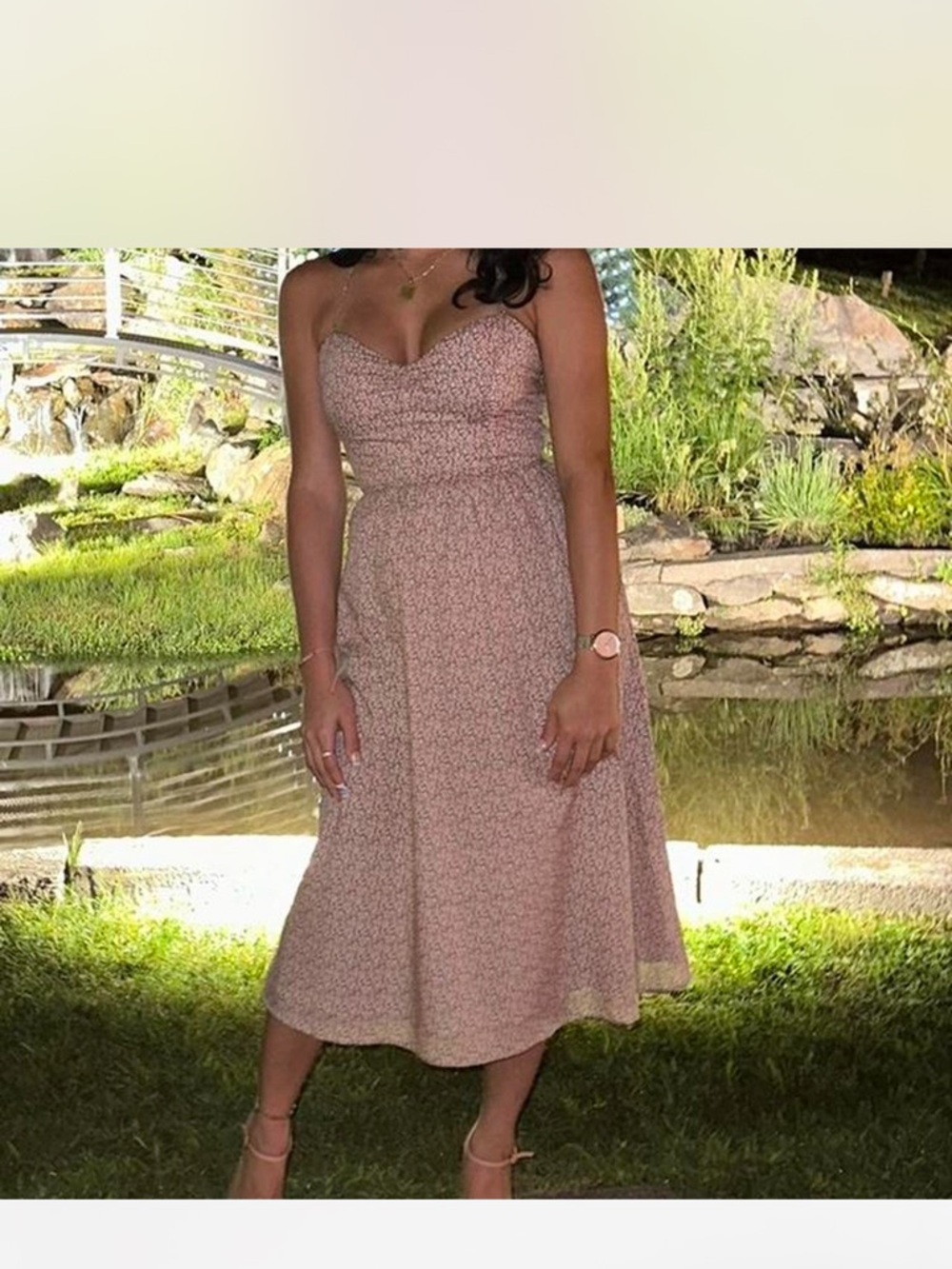 Sweetheart Midi Dress in Blush Floral
